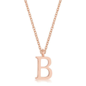 Elaina Rose Gold Stainless Steel B Initial Necklace - Jewelry Xoxo