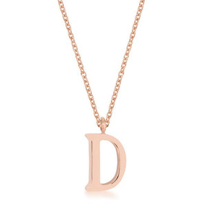 Elaina Rose Gold Stainless Steel D Initial Necklace - Jewelry Xoxo