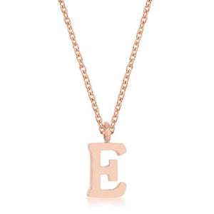 Elaina Rose Gold Stainless Steel E Initial Necklace - Jewelry Xoxo