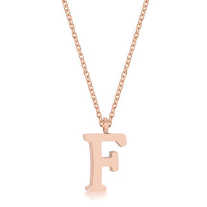 Elaina Rose Gold Stainless Steel F Initial Necklace - Jewelry Xoxo