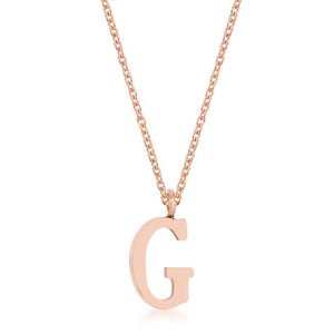 Elaina Rose Gold Stainless Steel G Initial Necklace - Jewelry Xoxo