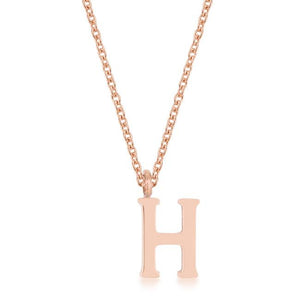 Elaina Rose Gold Stainless Steel H Initial Necklace - Jewelry Xoxo