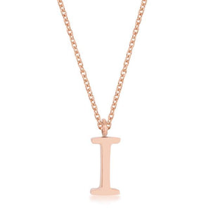 Elaina Rose Gold Stainless Steel I Initial Necklace - Jewelry Xoxo