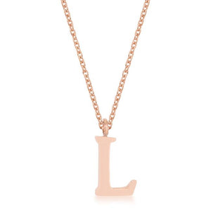 Elaina Rose Gold Stainless Steel L Initial Necklace - Jewelry Xoxo