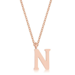 Elaina Rose Gold Stainless Steel N Initial Necklace - Jewelry Xoxo