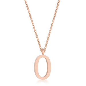 Elaina Rose Gold Stainless Steel O Initial Necklace - Jewelry Xoxo