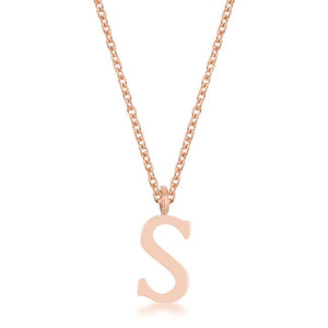Elaina Rose Gold Stainless Steel S Initial Necklace - Jewelry Xoxo
