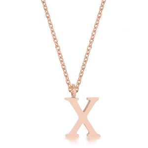 Elaina Rose Gold Stainless Steel X Initial Necklace - Jewelry Xoxo