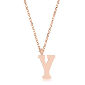 Elaina Rose Gold Stainless Steel Y Initial Necklace - Jewelry Xoxo