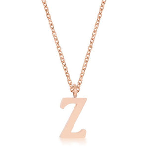 Elaina Rose Gold Stainless Steel Z Initial Necklace - Jewelry Xoxo