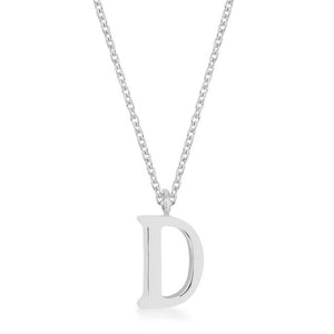 Elaina Rhodium Stainless Steel D Initial Necklace - Jewelry Xoxo