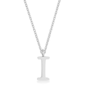 Elaina Rhodium Stainless Steel I Initial Necklace - Jewelry Xoxo