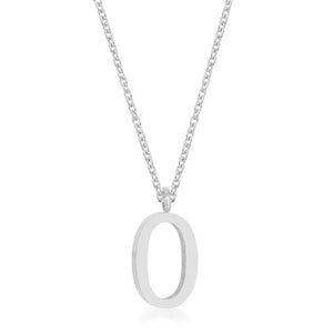 Elaina Rhodium Stainless Steel O Initial Necklace - Jewelry Xoxo