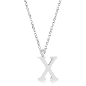 Elaina Rhodium Stainless Steel X Initial Necklace - Jewelry Xoxo