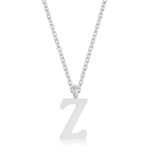 Elaina Rhodium Stainless Steel Z Initial Necklace - Jewelry Xoxo