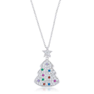 Multicolor Christmas Tree Drop Necklace - Jewelry Xoxo