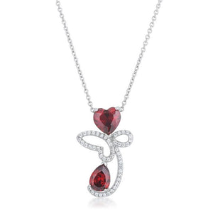 Clarise 3.2ct Garnet CZ Rhodium Abstract Heart Drop Necklace - Jewelry Xoxo