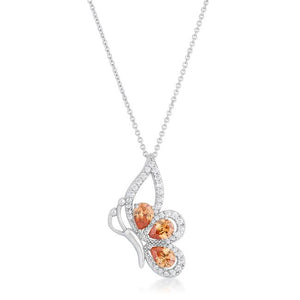 Karen 2.8ct Champagne CZ Rhoidum Butterfly Drop Necklace - Jewelry Xoxo