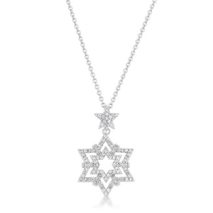 Stella 0.3ct CZ Rhodium Star Drop Necklace - Jewelry Xoxo