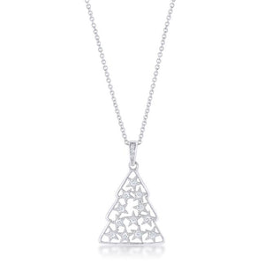 .2 ct CZ Rhodium Christmas Tree Pave Holiday Pendant - Jewelry Xoxo