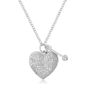 .12 Ct Rhodium Heart and Arrow Pendant with CZ - Jewelry Xoxo