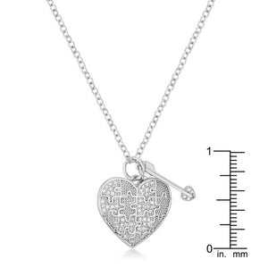 .12 Ct Rhodium Heart and Arrow Pendant with CZ - Jewelry Xoxo