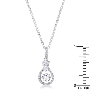 1.18Ct Dainty Rhodium Plated Micro Pave Teardrop Dancing CZ Pendant - Jewelry Xoxo