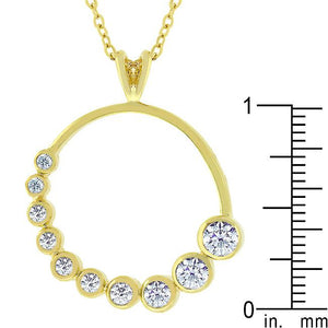 Golden Graduated Cubic Zirconia Circle Pendant - Jewelry Xoxo