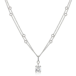 Solitaire Pendant on Double Chain - Jewelry Xoxo