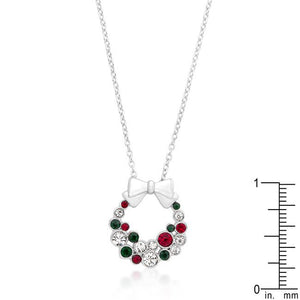 Holiday Wreath Colored Crystal Pendant - Jewelry Xoxo