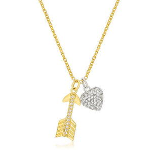 Pave Heart and Arrow Pendant - Jewelry Xoxo