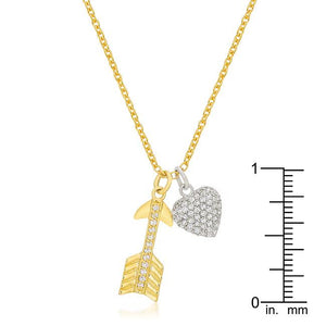 Pave Heart and Arrow Pendant - Jewelry Xoxo