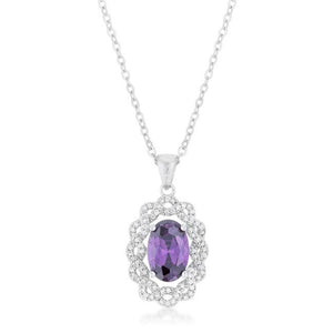 Amethyst Oval Drop Necklace - Jewelry Xoxo