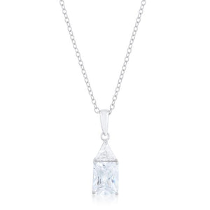 Classic Cubic Zirconia Sterling Silver Drop Necklace - Jewelry Xoxo
