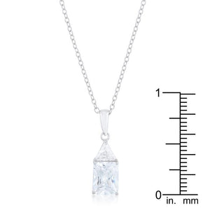 Classic Cubic Zirconia Sterling Silver Drop Necklace - Jewelry Xoxo