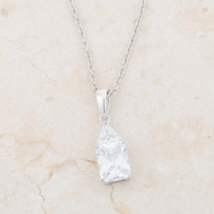 Classic Cubic Zirconia Sterling Silver Drop Necklace - Jewelry Xoxo