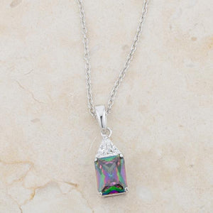 Classic Mystic Cubic Zirconia Sterling Silver Drop Necklace - Jewelry Xoxo