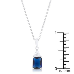 Classic Sapphire Cubic Zirconia Sterling Silver Drop Necklace - Jewelry Xoxo