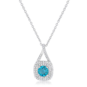 Christal 1.2ct Aqua CZ Rhodium Classic Necklace - Jewelry Xoxo