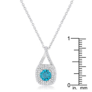 Christal 1.2ct Aqua CZ Rhodium Classic Necklace - Jewelry Xoxo