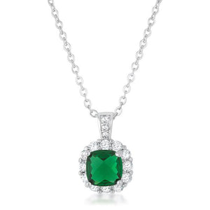 Liz 2.6ct Emerald CZ Rhodium Classic Necklace - Jewelry Xoxo