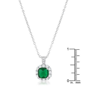 Liz 2.6ct Emerald CZ Rhodium Classic Necklace - Jewelry Xoxo