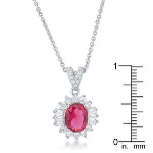 Chrisalee 3.2ct Ruby CZ Rhodium Classic Drop Necklace - Jewelry Xoxo