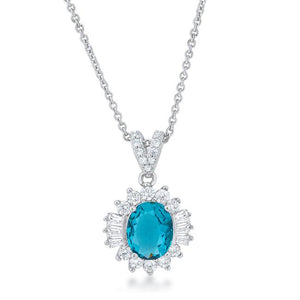 Chrisalee 3.2ct Aqua CZ Classic Drop Necklace - Jewelry Xoxo