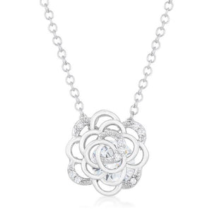 Maya 1.37ct CZ Rhodium Rose Drop Necklace - Jewelry Xoxo