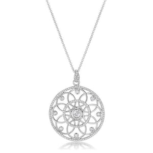 1.4 Ct Rhodium Pendant Necklace with Interlocking Circles and CZ - Jewelry Xoxo