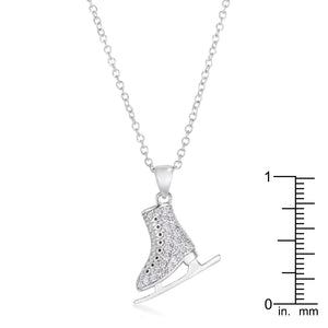 Delicate .4Ct Rhodium Plated Ice Skate Pendant - Jewelry Xoxo