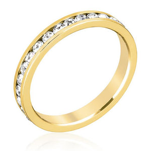 Stylish Stackables Clear Crystal Gold Ring - Jewelry Xoxo