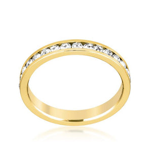 Stylish Stackables Clear Crystal Gold Ring - Jewelry Xoxo