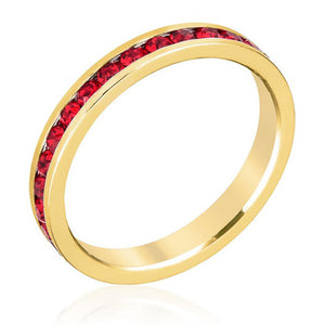 Stylish Stackables Ruby Red Gold Ring - Jewelry Xoxo